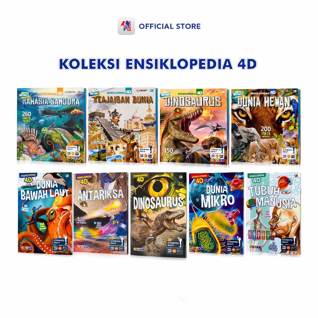 Buku Ensiklopedia 4D Seri Rahasia Samudra / Keajaiban Dunia / Dunia Hewan / Dinosaurus / Dunia Tumbu