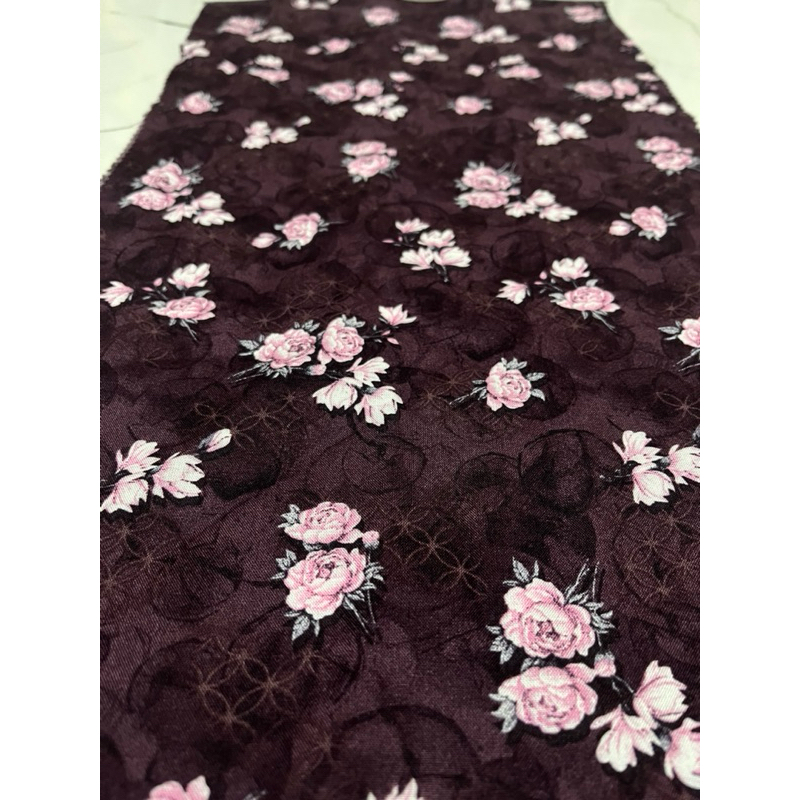 Kain Textile Rayon Viscose Motif Bunga Mawar | Harga Tertera Per 0.5 m