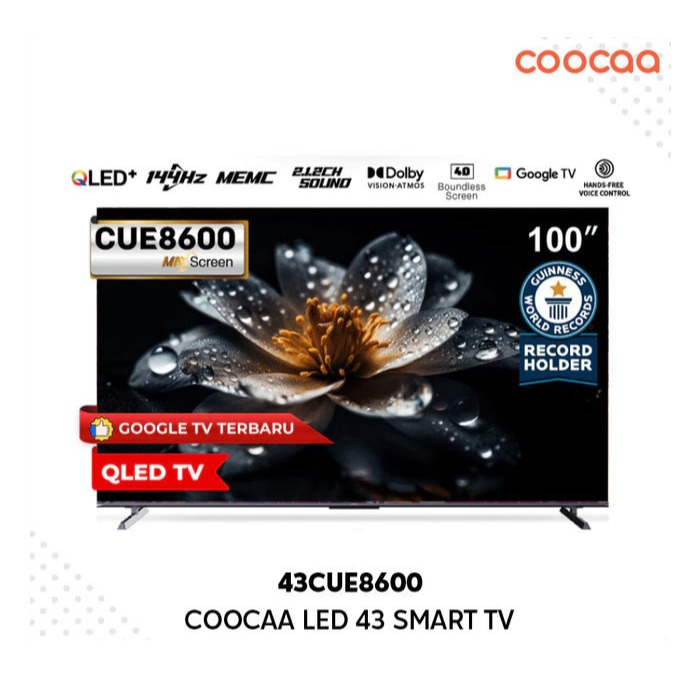 COOCAA LED 43 43CUE8600 CUE8600 Eco-QLED 4K Google TV GARANSI RESMI