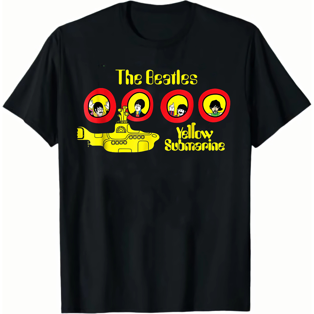 Kaos Band The Beatles Yellow Submarine Cartoon T Shirt Premium Lengan Pendek Leher kru Pria Wanita
