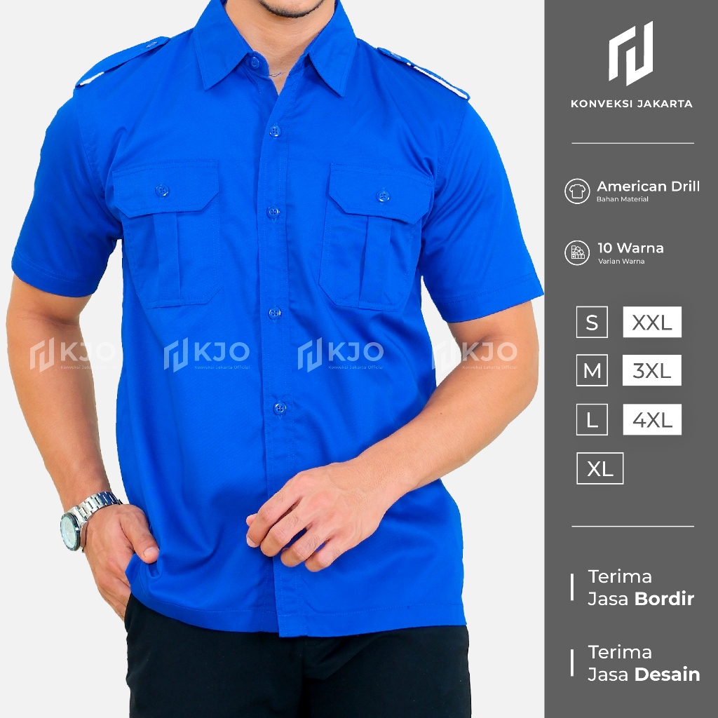 Baju Kemeja PDL Lengan Pendek Pria - Seragam Pakaian Kerja Taktikal Tactical Dinas Lapangan Outdoor 