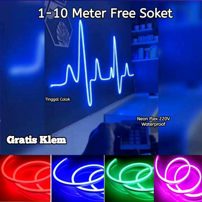 Lampu Kamar Aesthetic Neon Flex Detak Jantung Panjang 10 Meter