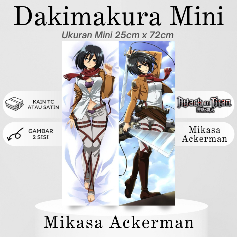 DAKIMAKURA MINI MIKASA ACKERMAN ATTACK ON TITAN Bantal Anime Waifu Mini Shingeki no Kyoujin AOT