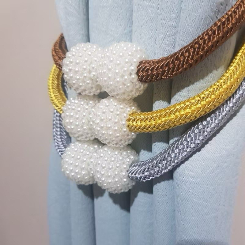 2PCS Tali Pengikat Gorden Magnet Mutiara Pengikat Tali Gorden / Pengikat Gorden Jendela