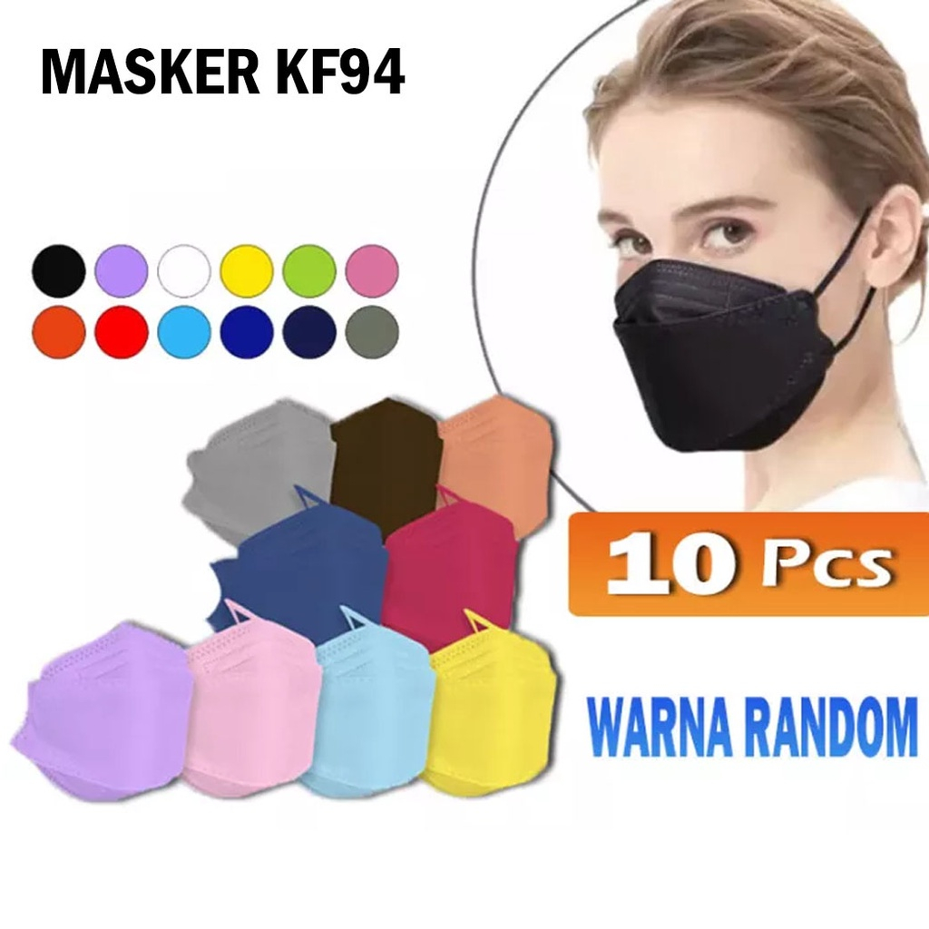 MASKER KF94 ISI (10PCS) 4PLY MASKER MEDIS KF 94 WARNA WARNI MIX RANDOM