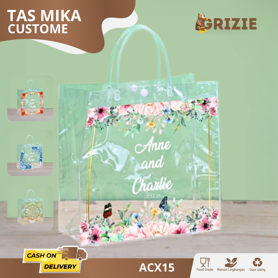 

Tas Mika Bridesmaid Bening Transparan / Tas Mika Custom Souvenir Wedding / Tas Kain Bridesmaid / Tas Mika Souvenir Wedding | ACX15