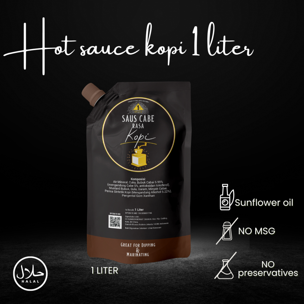 

SBC SAUCE 1st Batch Hot Sauce Rasa Kopi 1 Liter Pouch