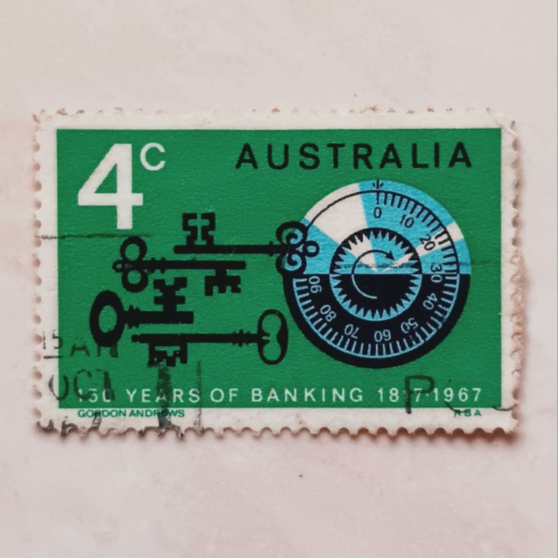 

(AA) Perangko Australia 1967 150th Anniversary of Australian Banking 4 cent Used