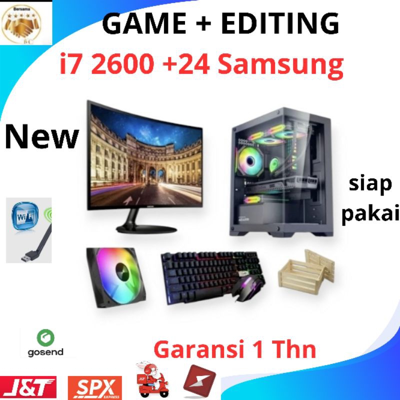 PC GAMING INTEL CORE I7 SSD 120 GB LED 24 INCH SAMSUNG SIAP PAKAI