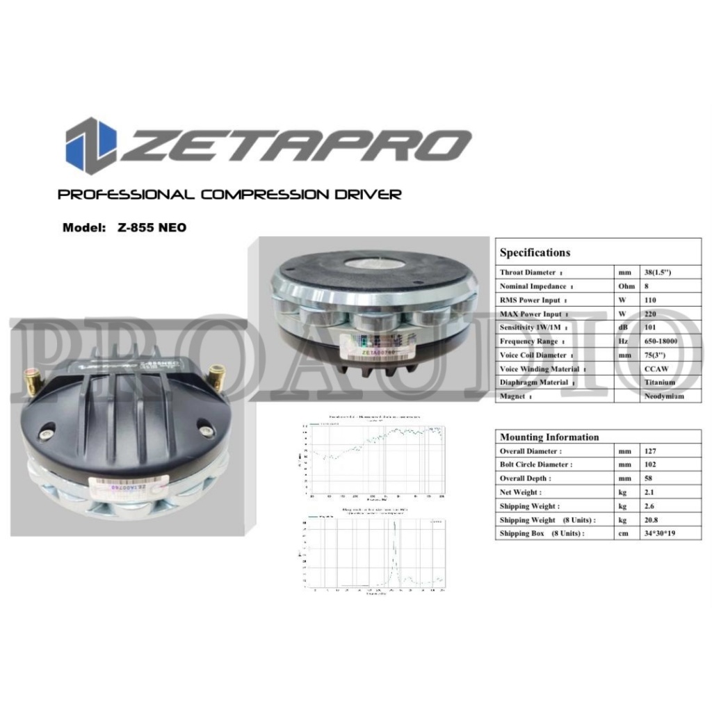 Driver Tweeter 3 Inch Zetapro Z-855Neo / Z855 Neo Original Max 220W