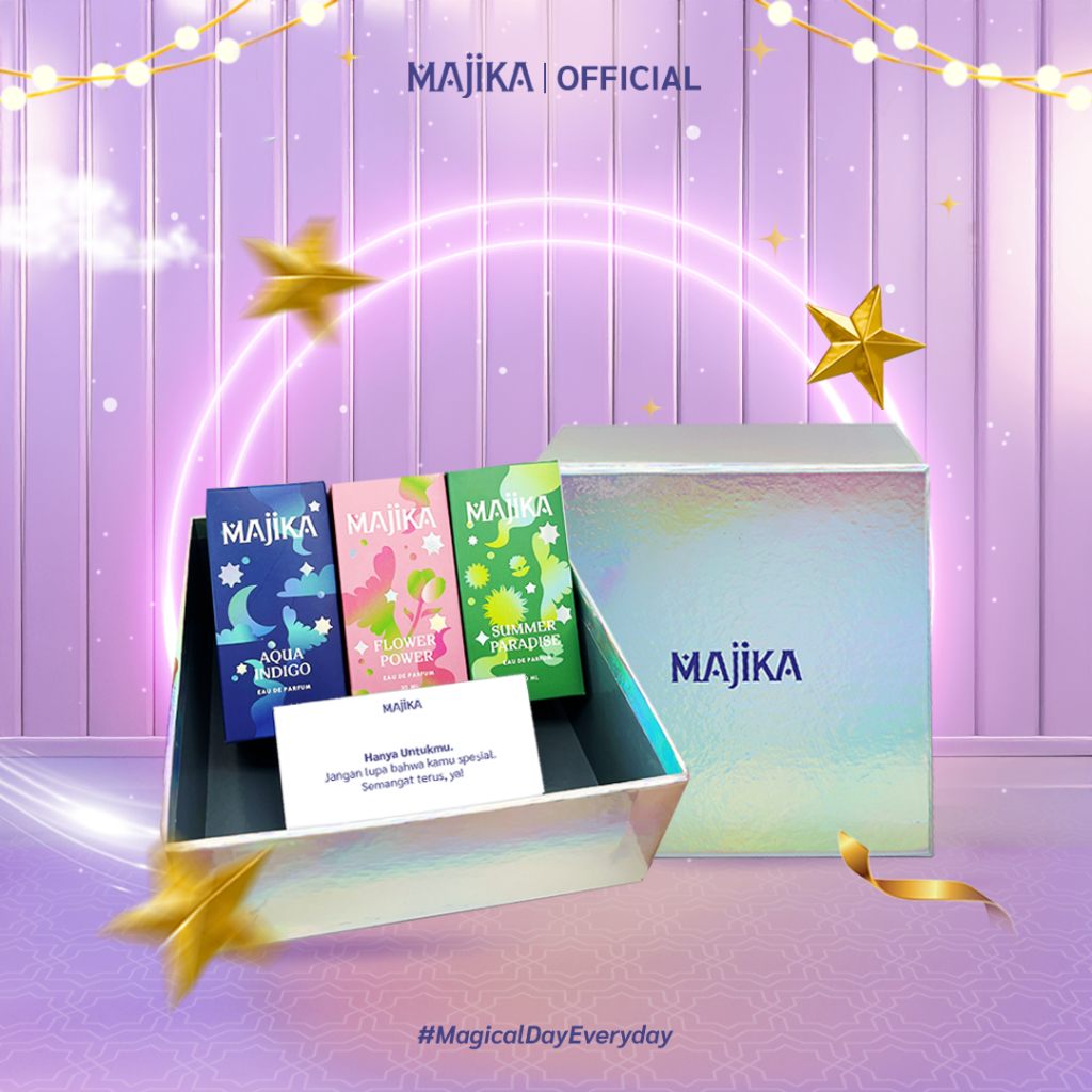 MAJIKA Infinity Set Gift Box |KADO ULANG TAHUN|HANYA UNTUKMU|SELAMAT | [3 Eau de Parfum + Box + Gift