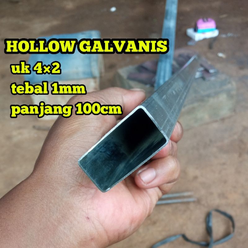 Besi hollow galvanis 2×4 tebal 1mm panjang 100cm, hollow galvanis potongan, besi anti karat