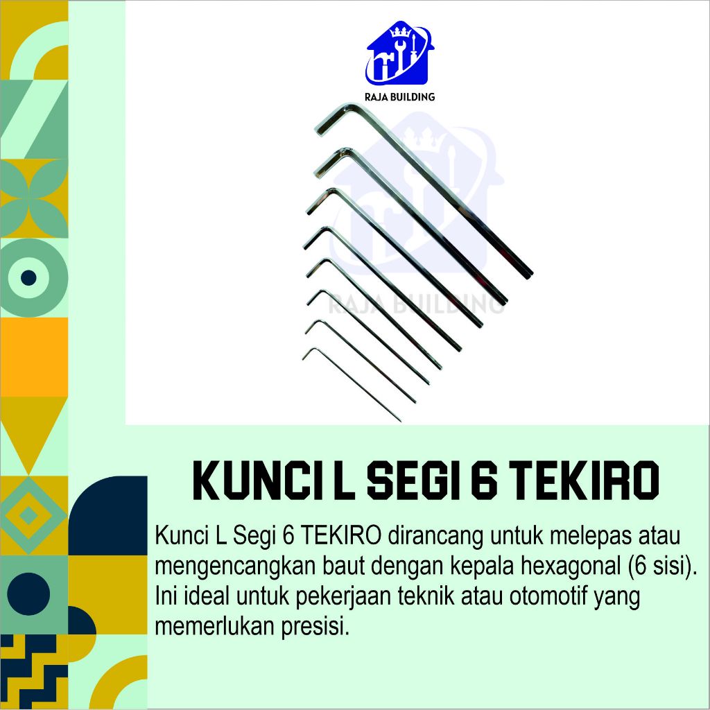 Kunci L Segi Enam TEKIRO / Kunci L Hexagonal Panjang TEKIRO / Kunci L Segi Enam panjang TEKIRO