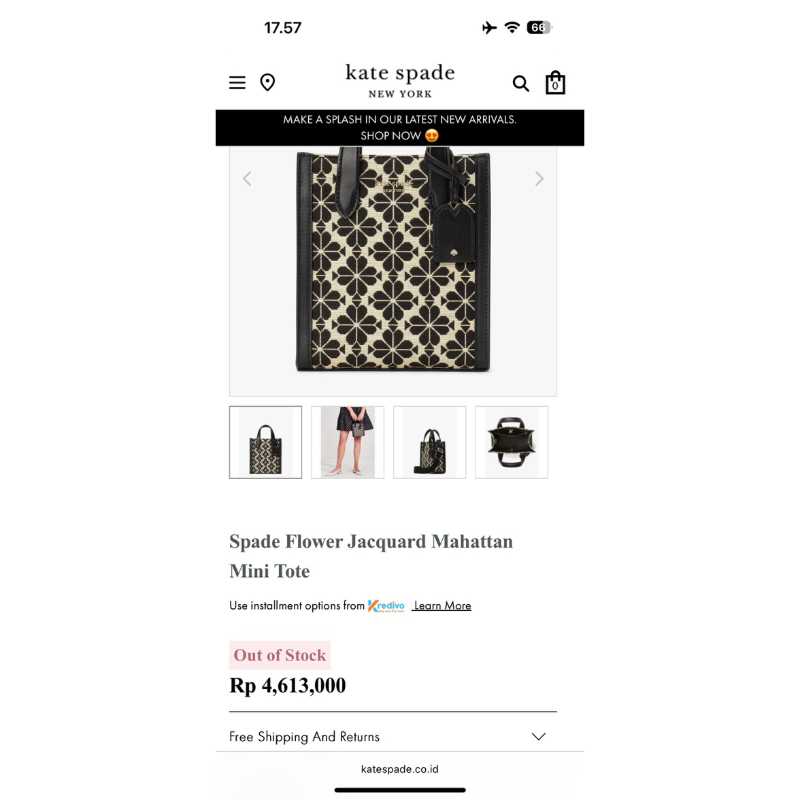 Tas KS Spade Flower Jacquard Manhattan Mini Tote Crossbody AUTHENTIC