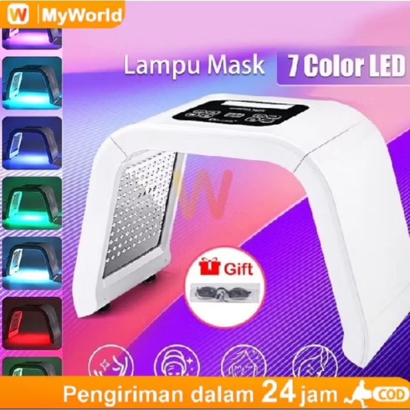 COD-PDT LED Masker nano alat facial wajah light 7 warna hidrasi peremajaan kulit (secound/bekas)