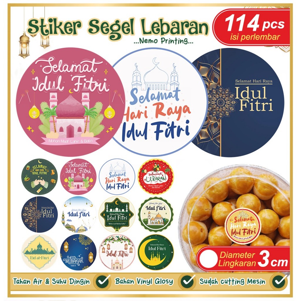 

(114 PCS) Sticker Bulat Idul Fitri/ Sticker Hari Raya Idul Fitri / Sticker Hampers Parcel Kue