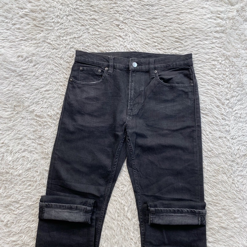 Muji Celana Jeans Stretch Denim Slim Pants Tapered