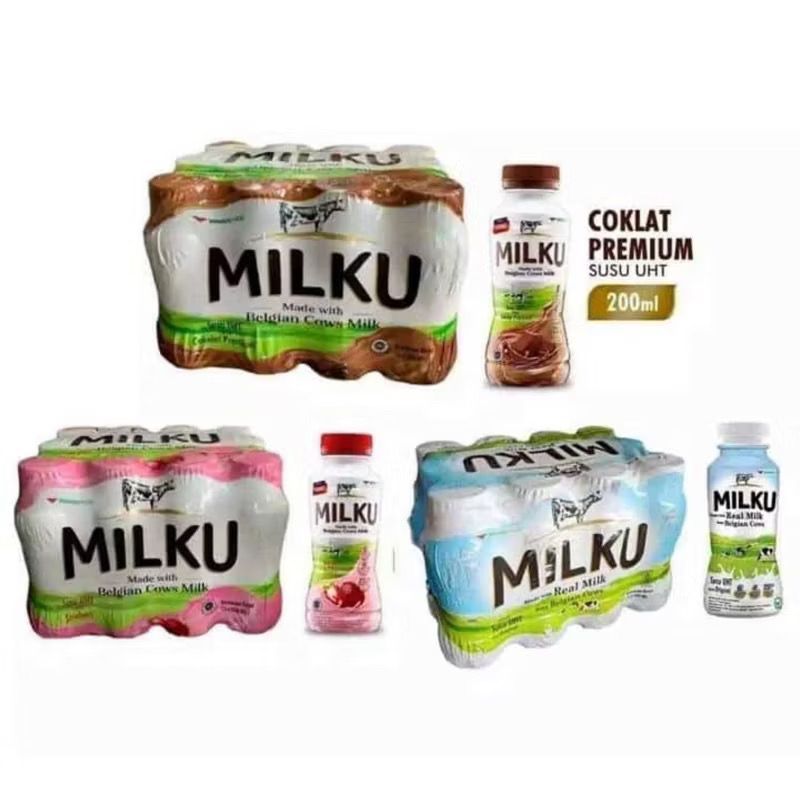 

Milku Susu Uht Premium 200 ml isi 12 Coklat Strawbery Vanila
