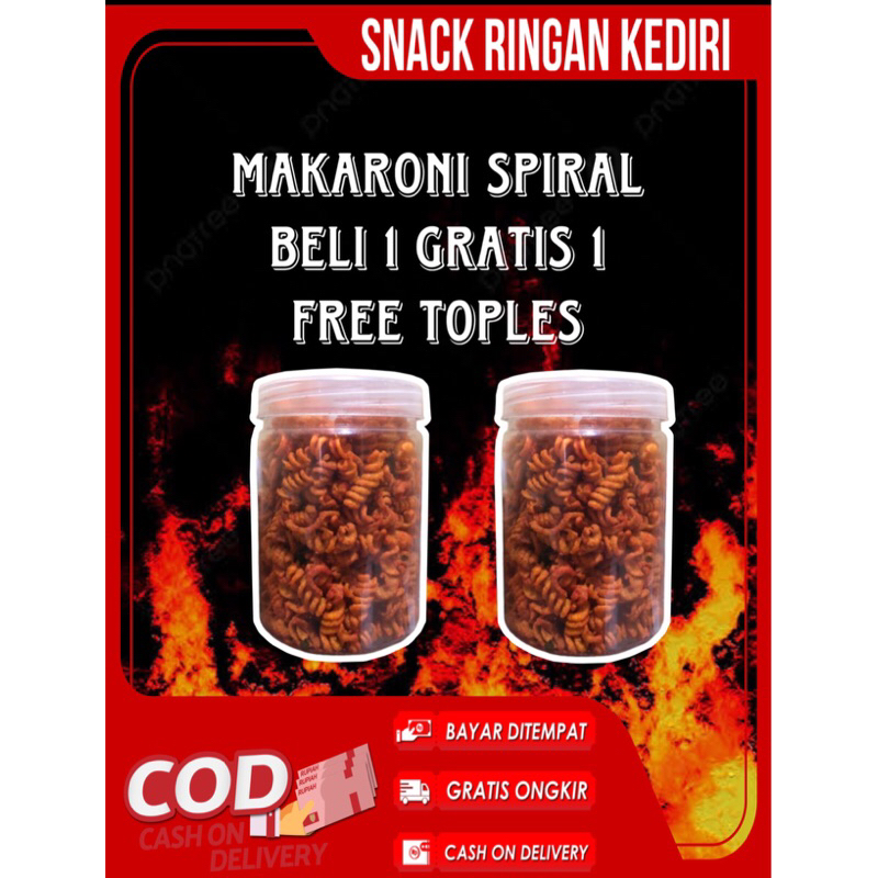 

makaroni spiral pedas daun jeruk beli 1 gratis 1 free toples 500ml