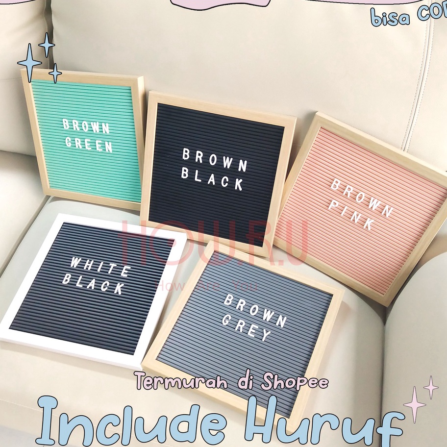 

Hot Sale HOWRU 25x25 cm Letter Board Persegi Sudah Include Huruf Papan Nama Bayi Papan Menu Dekorasi Rumah