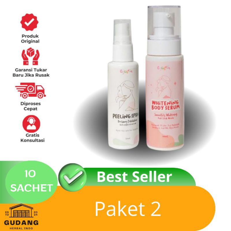 Esaskin Peeling Spray Dan Body Serum Pemutih Badan Viral Esaskin Beauty