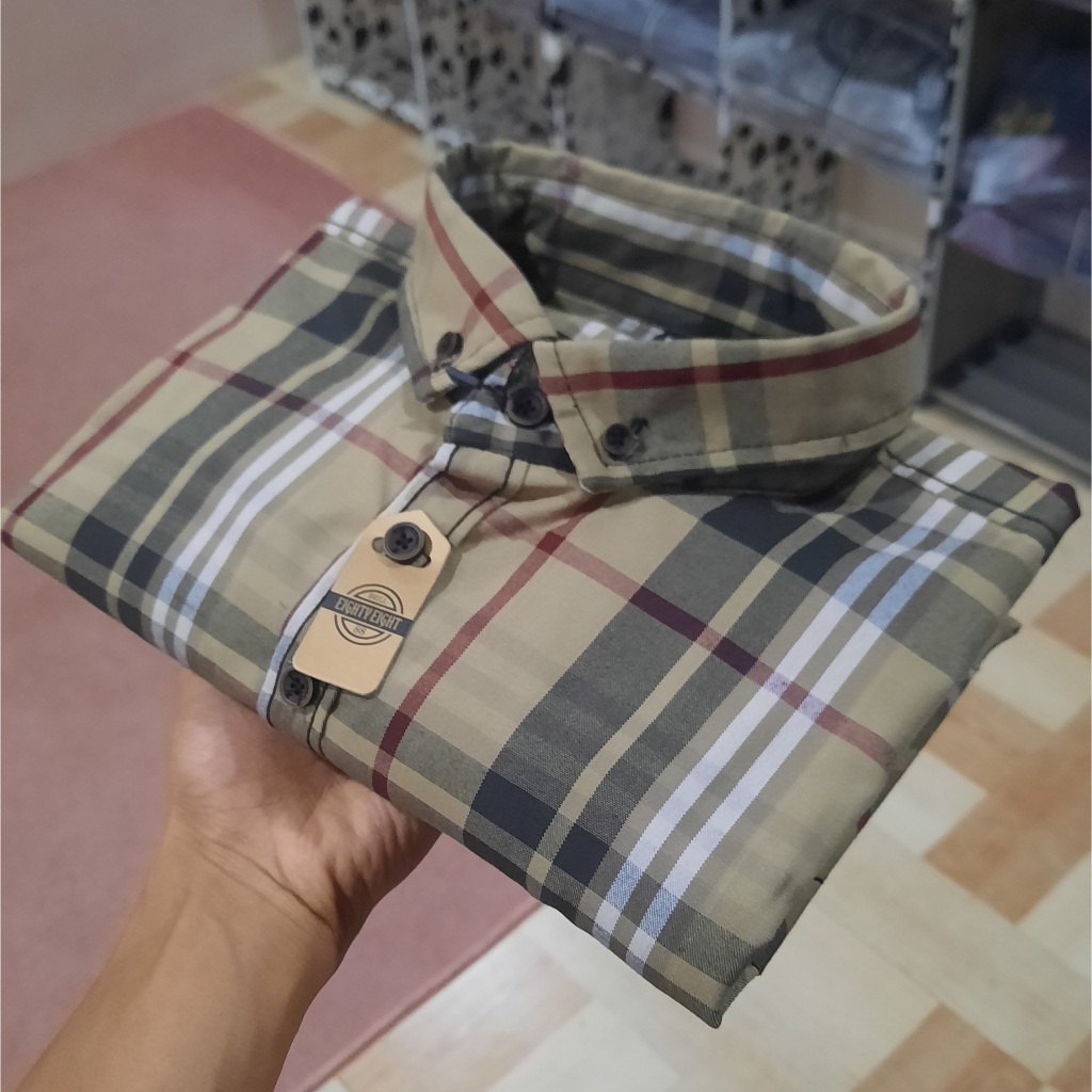 kemeja shirt flanel hitam garis putih / hem flanel hitam  / kemeja distro hitam list putih / kemeja 