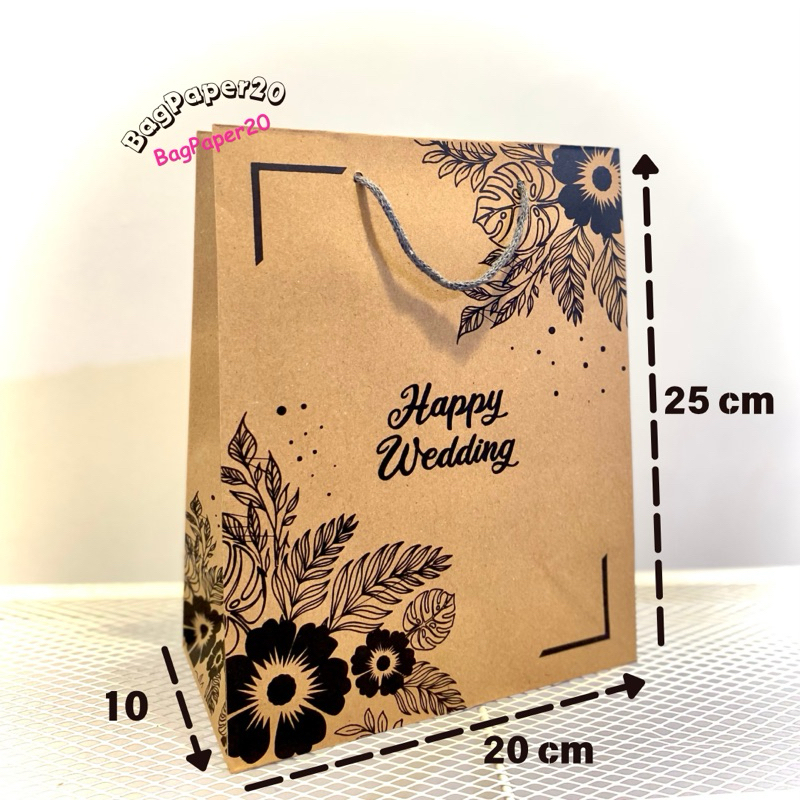 

PAPERBAG “Happy Wedding” Premium (20x10x25) Tali Kur
