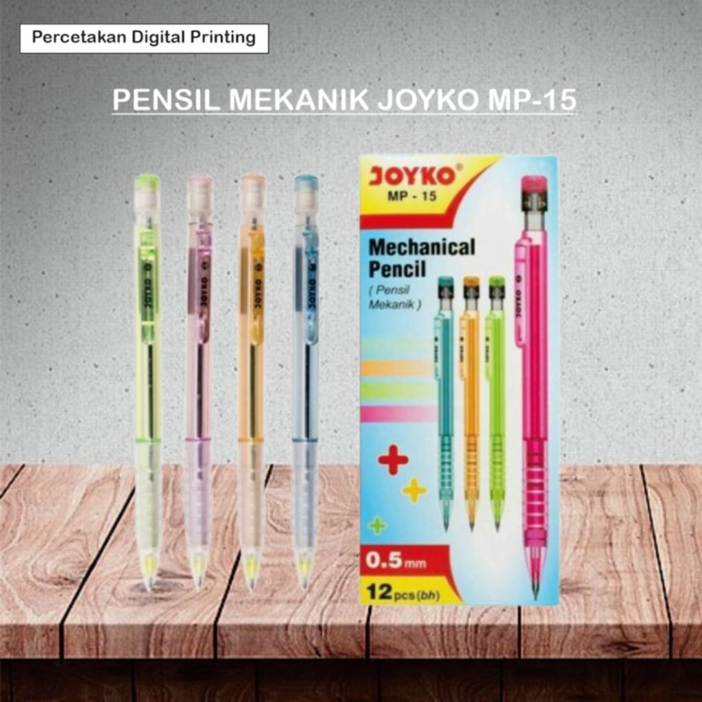 

PENSIL MEKANIK JOYKO MP-15 / PENSIL MEKANIK 0.5MM / MECHANICAL PENCIL / ALAT TULIS KANTOR / PERLENGKAPAN SEKOLAH / ATK