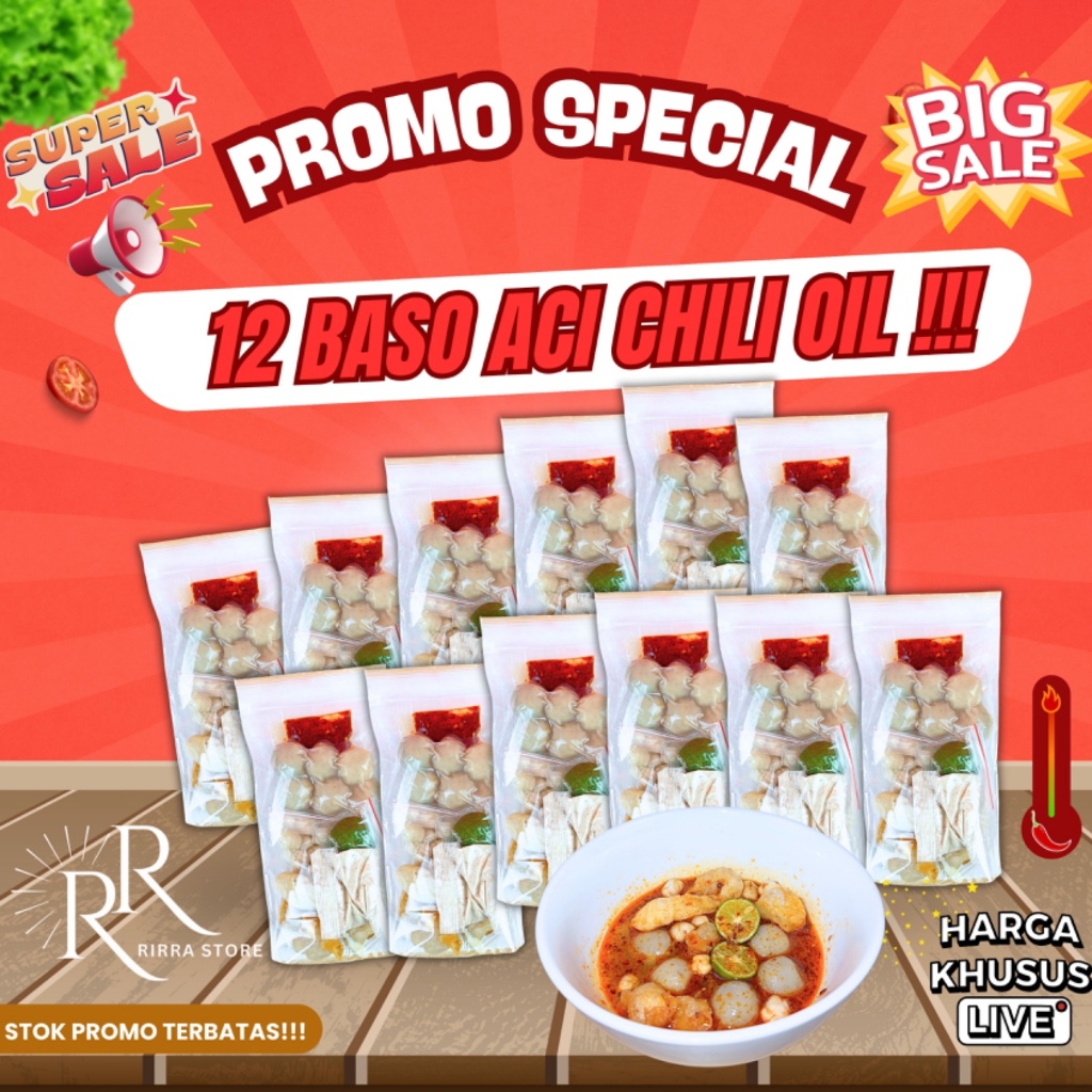 

12 BUNGKUS BASO ACI CHILLI OIL KUAH KALDU SAMBAL CHILLI OIL