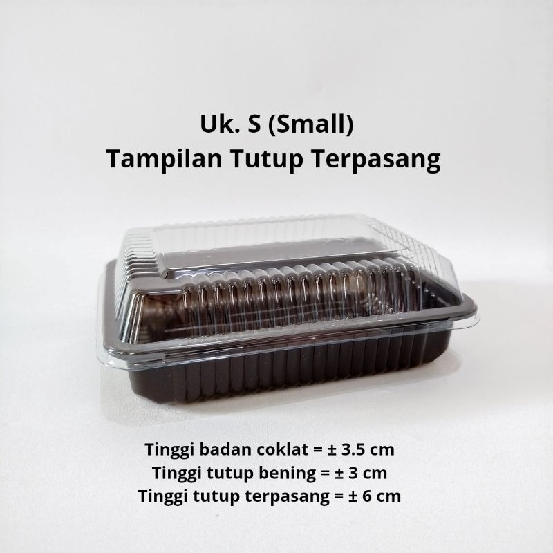 Mika Brownis S/Small warna coklat tutup bening | Tray Kotak Bronis Kue Bolu | Mika Kue Warna Coklat
