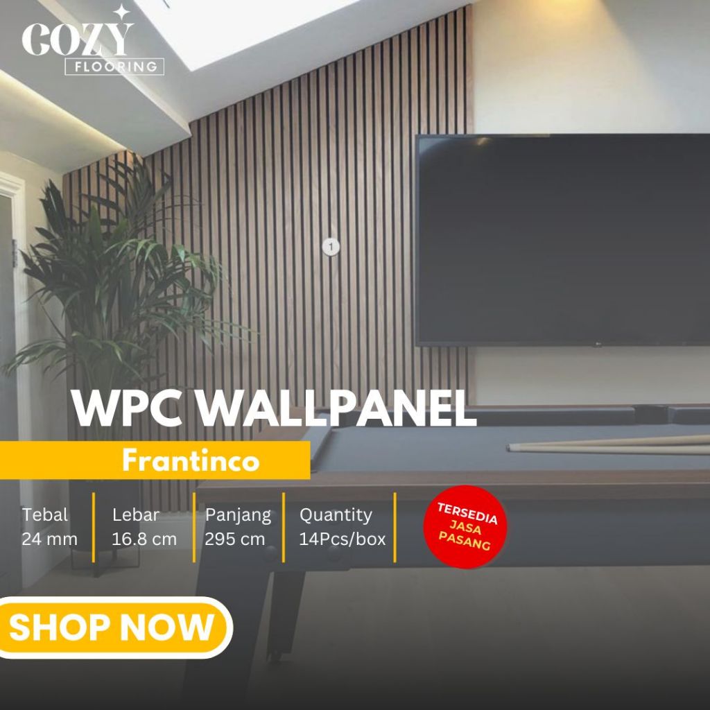 WPC Wallpanel Frantinco panjang 2,95m | Panel dinding motif dan polos