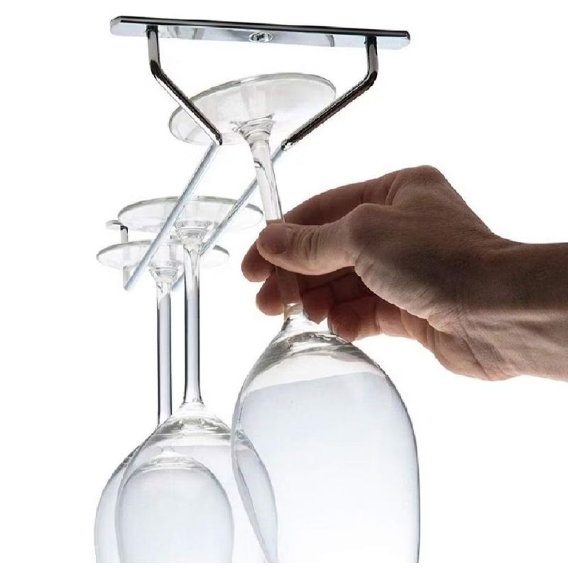 Rak gelas gantung 1-4 baris / gantungan gelas wine mini bar