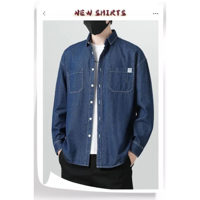 KEMEJA JEANS PRIA LENGAN PANJANG MODEL TERBARU / KEMEJA DENIM PRIA LENGAN PANJANG BARU / KEMEJA PRIA