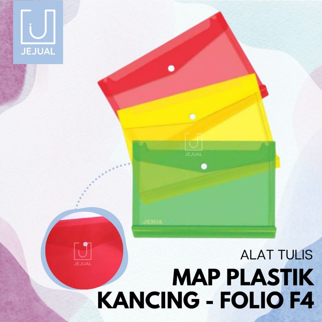 

Map Plastik dengan Kancing Kertas Folio (F4) Cetetan Banyak Warna