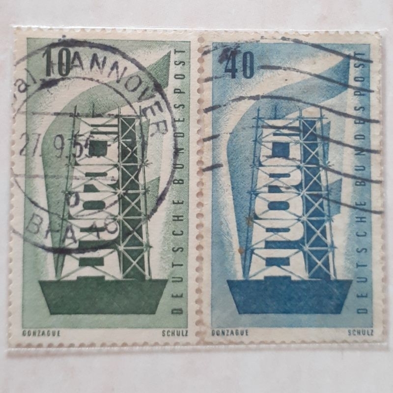 

(A) Perangko Jerman Europa (C.E.P.T.) 1956 - Rebuilding Tahun 1956 set lengkap 2pcs