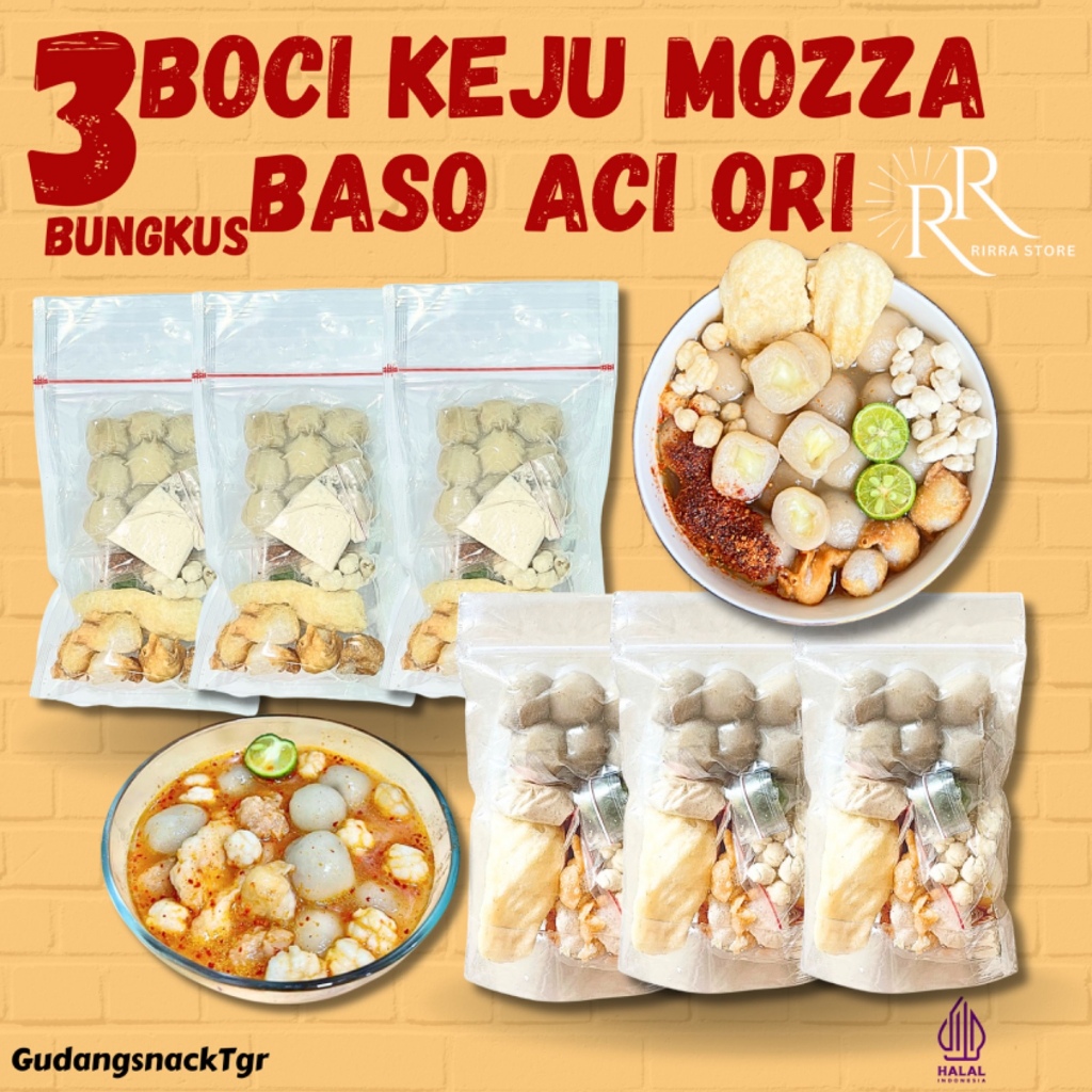 

[BUNDLING 6] 3 BUNGKUS BASO ACI KEJU MOZZA 3 BUNGKUS BASO ACI ORI Food Kaldu Pedas Instan Seblak