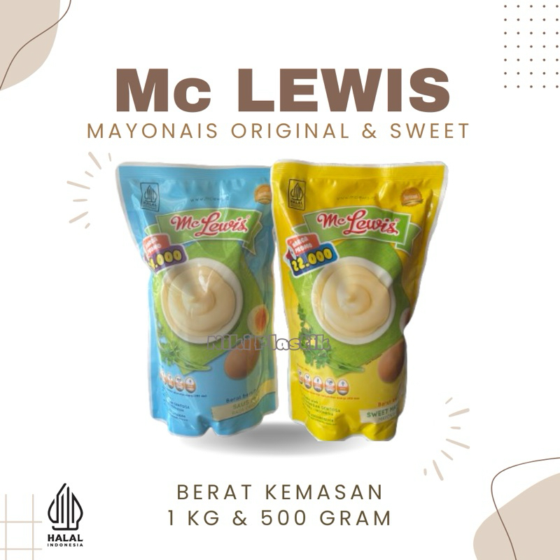 

Mc Lewis Mayonais/Mayonnaise Original & Sweet Kemasan Pouch Berat 1Kg & 500gram