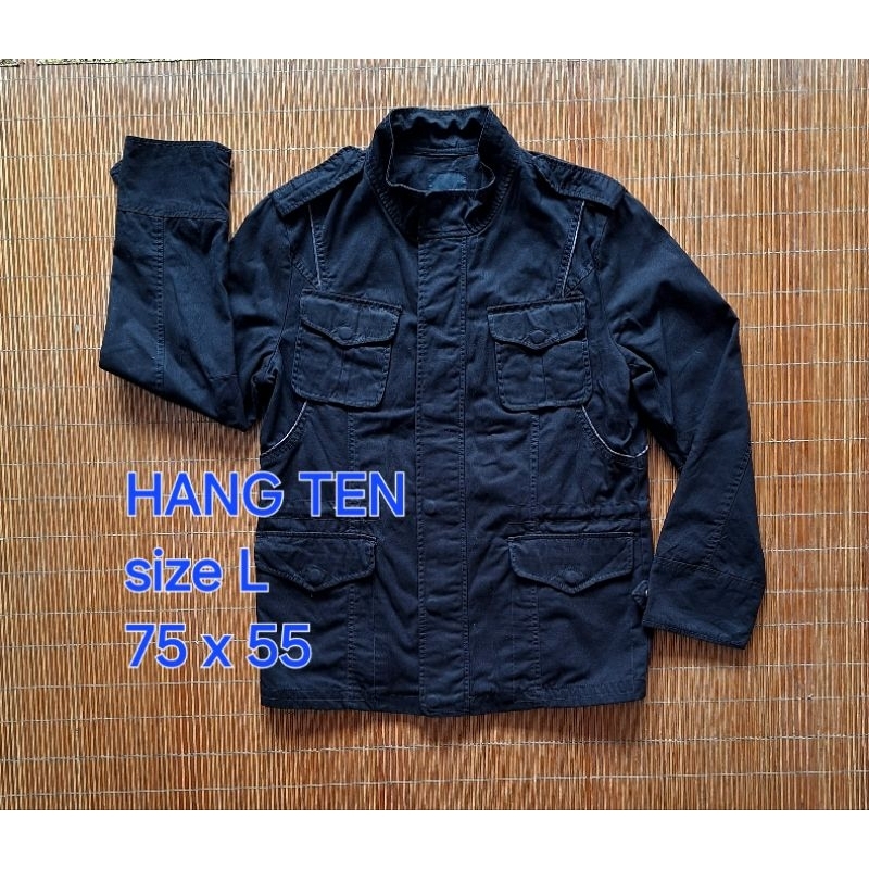 Jaket Utility HANG TEN Parka Kanvas M65 Military WorkJacket Pria Hitam