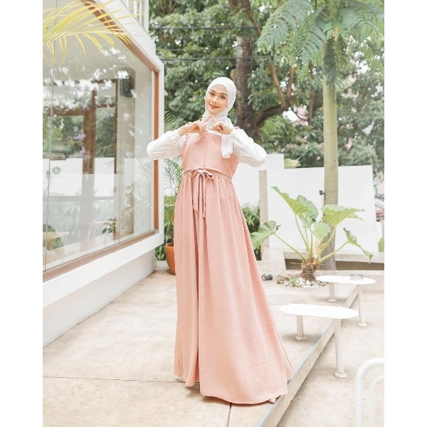 Kanza Dress Gamis Crinkle Terbaru korean style Gamis Kekinian