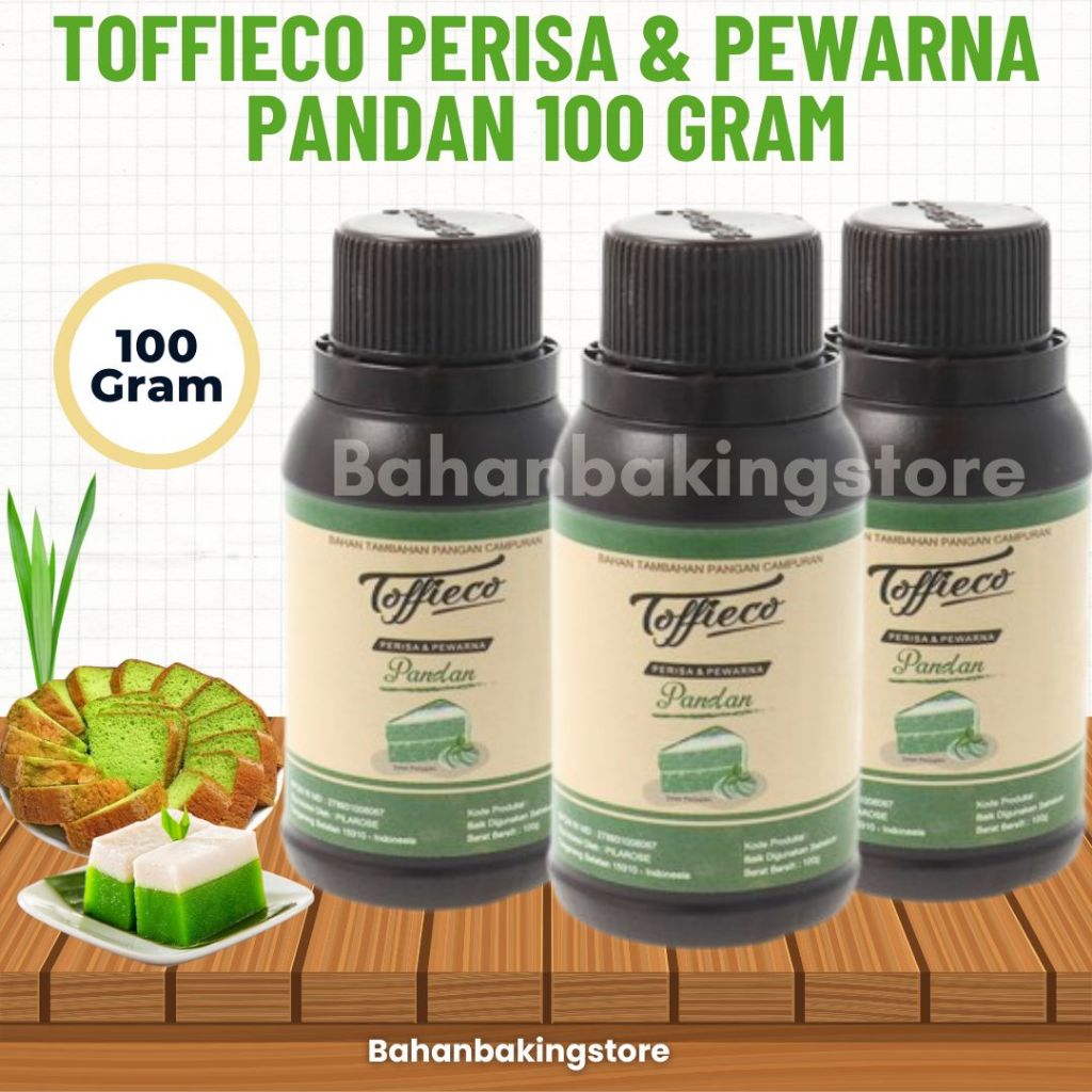 

TOFFIECO PANDAN PERISA DAN PEWARNA MAKANAN 100 GRAM | EXTRACT PANDAN | RASA PANDAN 100 GRAM | PASTA PANDAN