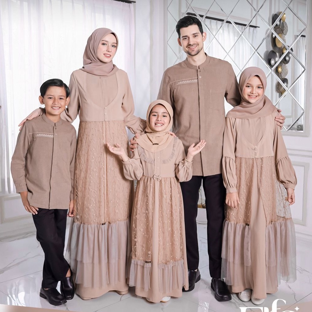 BAJU GAMIS SARIMBIT ETHICA ELFA 268 GOLDEN BROWN, KAGUMI 272 GOLDEN BROWN