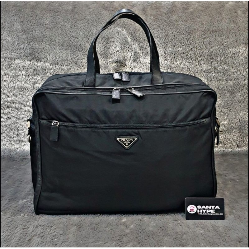 Prada Logo Briefcase Messenger Bag