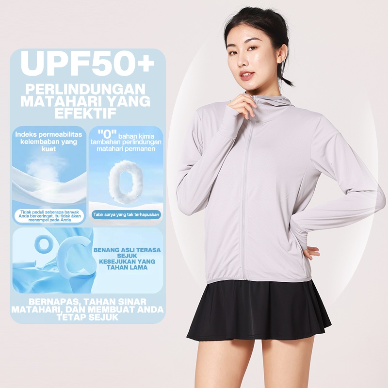 RAGA Jaket Anti Sinar UV Wanita UPF50+ Baju Olahraga Ringan Breathable Outdoor