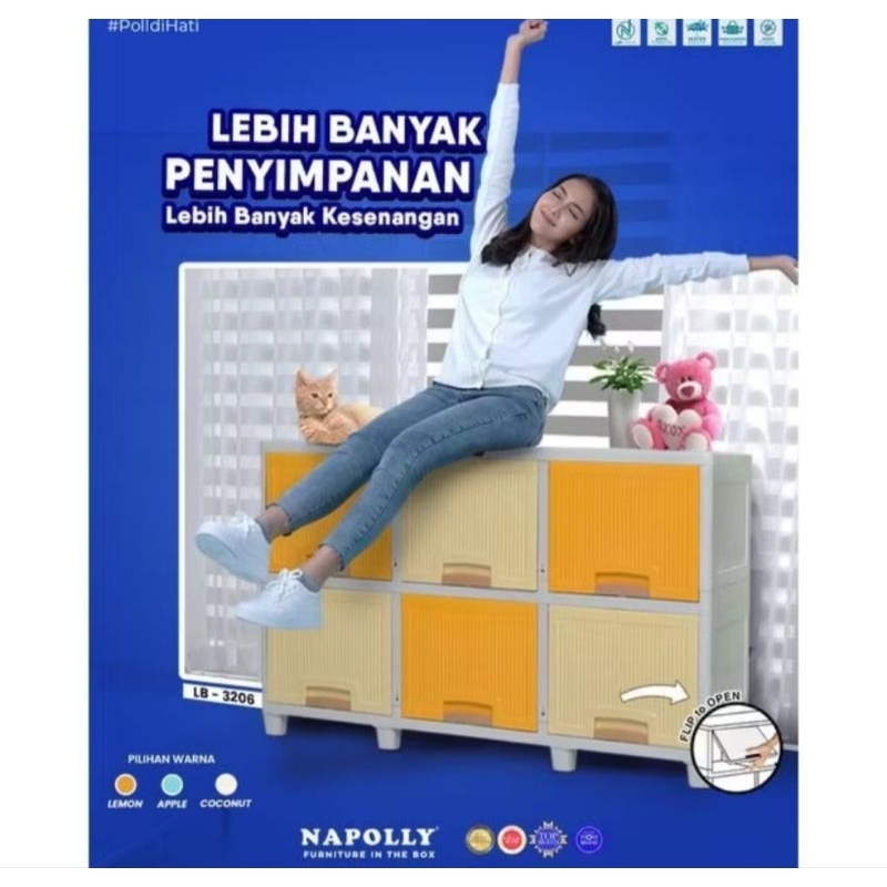 Lemari Plastik Napolly Loker Box 3206 / Lemari Flip Napolly