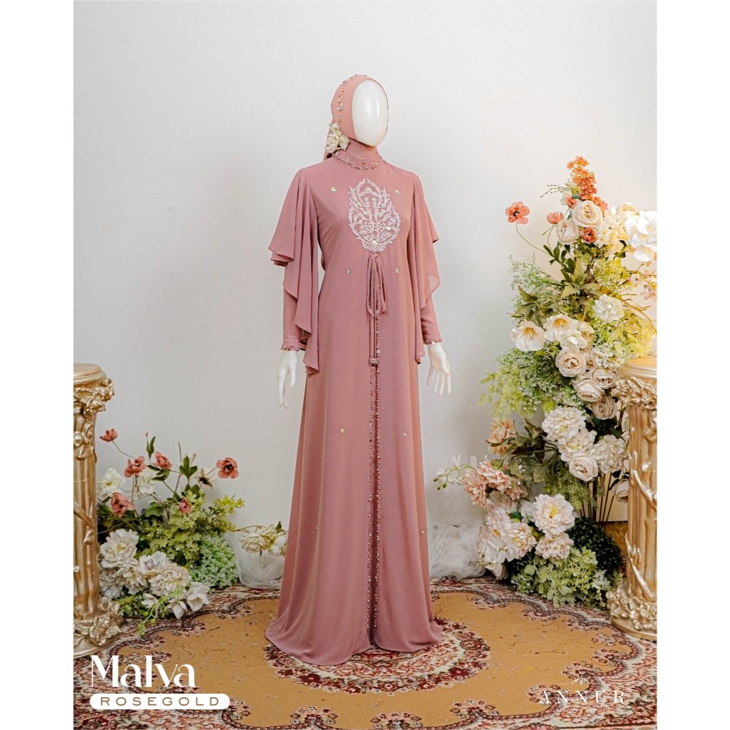 Annur Label Pre Order Malva dress babydoll bordir payet simpel dress pengajian syukuran