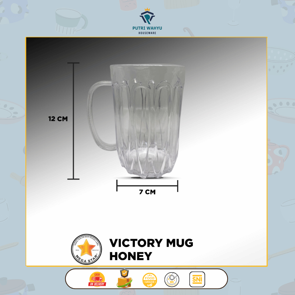 Gelas Plastik Bening  SET ISI 6 / Gelas Akrilik / Mug Plastik / Mug Honey