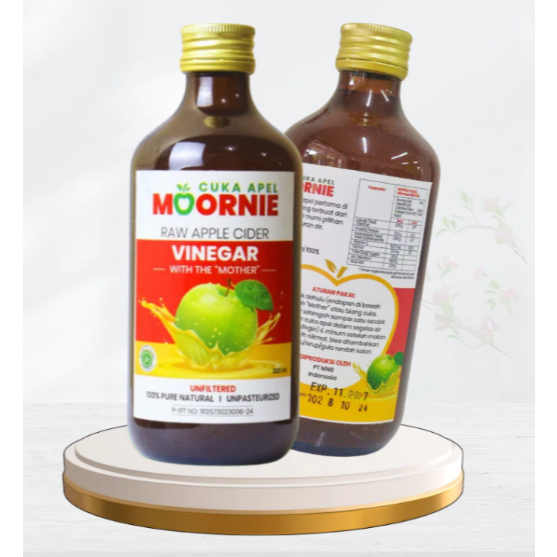 

Cuka Apel Original Moornie Asli Batu Malang | Organic Apple Cider Vinegar With Mother 330ml