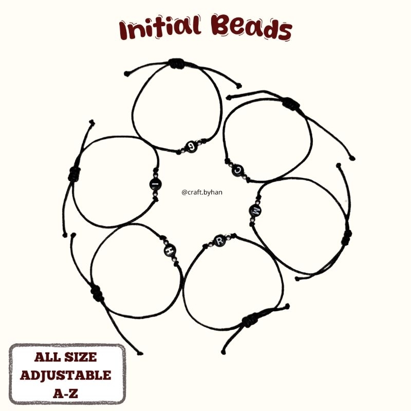 Gelang inisial/gelang tali/gelang tali inisial/gelang tali serut inisial/gelang couple/gelang unisex