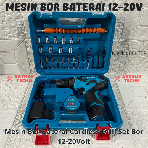BELTER YK-LD01 Mesin Bor Baterai Cordless Drill Set Bor 12-20Volt | Mesin Bor Tangan Baterai Lengkap