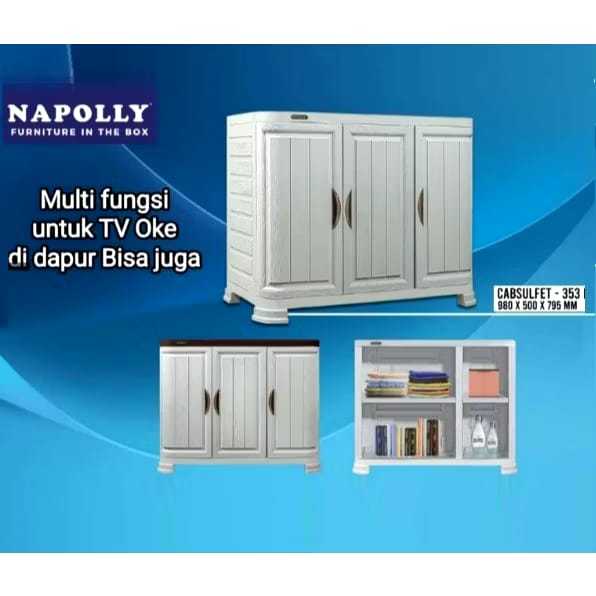 Laci Plastik Napolly Cabsulfet 353 / Rak TV Plastik Serbaguna/ Meja TV plastik